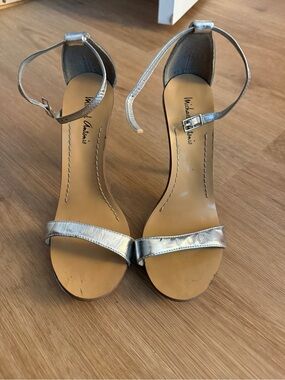 Michael Antonio Metallic Silver Ankle-Strap Heels